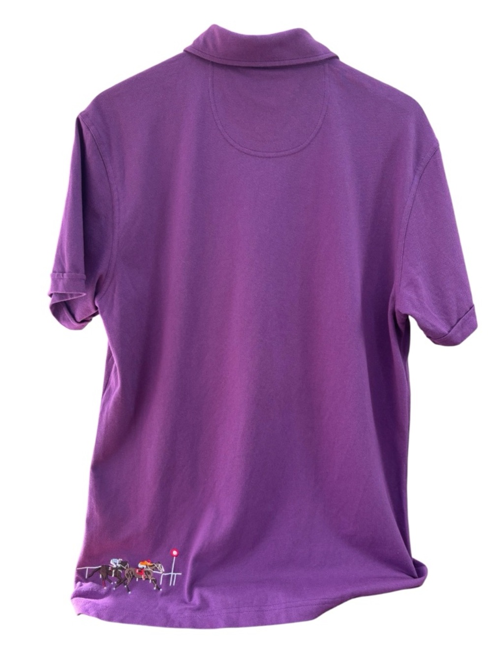 Barbour Purple Button-Down Polo with Embroidered Horse Racing on Back Men’s XL - Picture 4 of 9